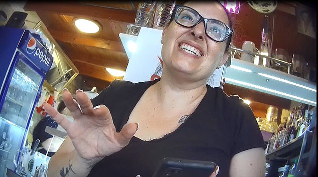 A worker at Velvet Sports and Cocktail Bar telling the reporter she cannot pay by card, before telling her to wait 'five to six minutes'