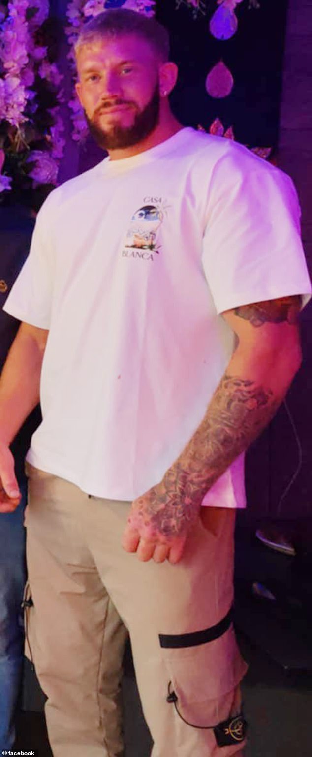 Holidaymaker Brandon Watkins, 31, (pictured) who was involved in the shameful Ibiza brawl had accused footballer Kian Harratt of causing the mayhem