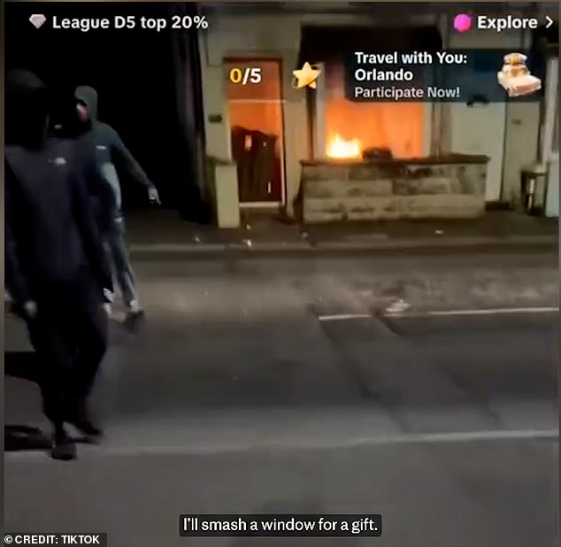 Footage shared on social media shows thugs giggling as they torch a residential home after smashing the windows and breaking in