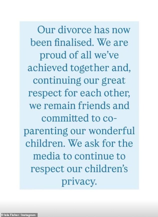 They confirmed the news in a joint statement shared to both of their Instagram pages on Friday evening