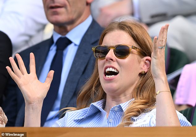 Princess Beatrice put on animated display as she attended the first day of Wimbledon