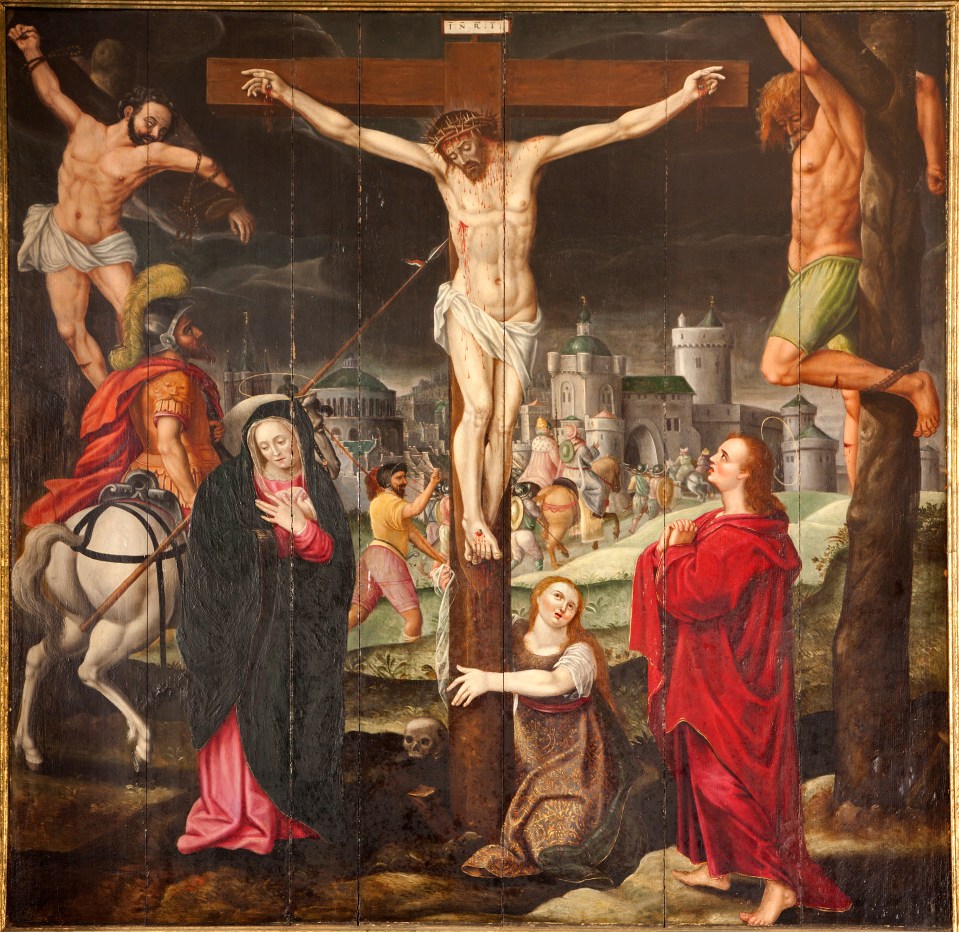 Painting of the crucifixion of Jesus Christ.