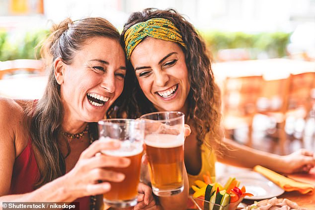 Health authorities have warned just one to two 16-ounce beers a day could raise colon cancer risk by up to 40% (stock image)
