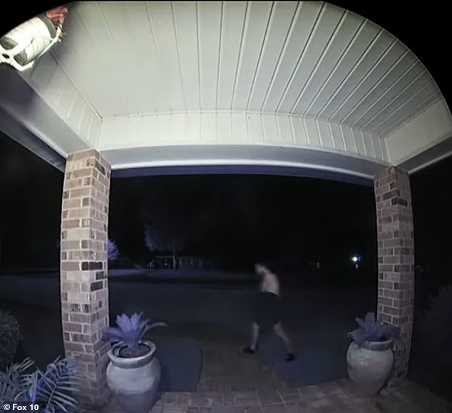 A naked intruder (wearing only socks) was caught pacing across a suburban Alabama lawn at 4am