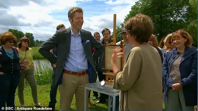 Expert Matthew Haley (left) on Antiques Roadshow failed to impress the crowd with a 'low blow' joke