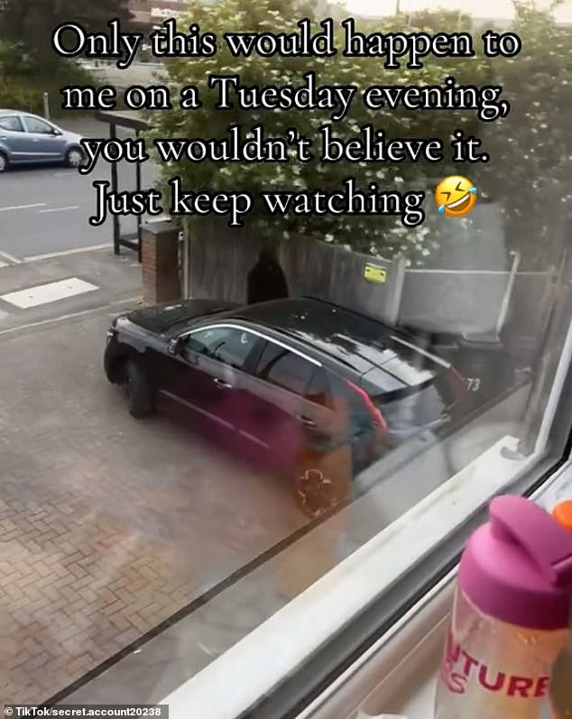 As the hairdressing student from Ashurst, Kent, glanced out of the window, only to spot the man allegedly trying to break into her mother's car in broad daylight