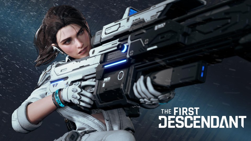 A woman aiming a futuristic rifle; The First Descendant.