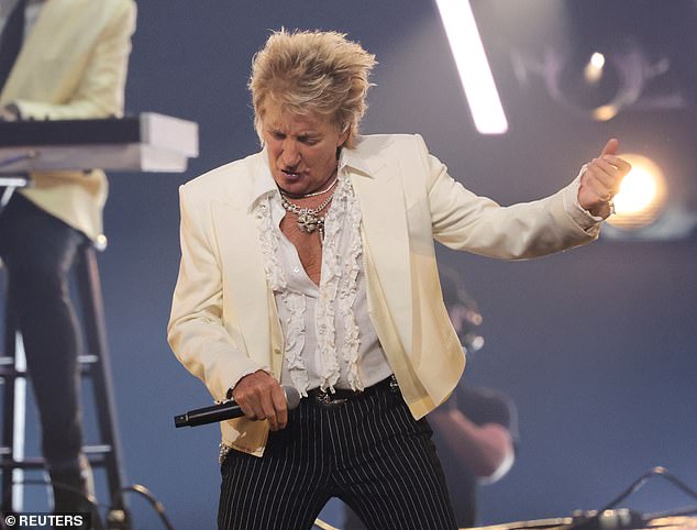 Forget the drugs and alcohol, Sir Rod Stewart is reportedly taking his personal trainer to Glastonbury for his Legends set, it has been revealed (Seen in May)