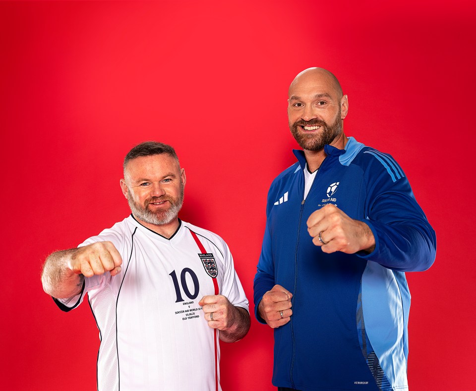 ***EMBARGO: TUESDAY 11TH MARCH 2025, 00:01*** Tyson Fury (right) is England Manager and Wayne Rooney is Player-Manager (left) for UNICEF 2025, which takes place on Sunday 15th of June at Old Trafford, Manchester. Photographed by Daniel Hambury for UNICEF UK and Soccer Aid Productions. ©UNICEF/Soccer Aid Productions/Stella Pictures For further information, please contact pictures@socceraidproductions.com
