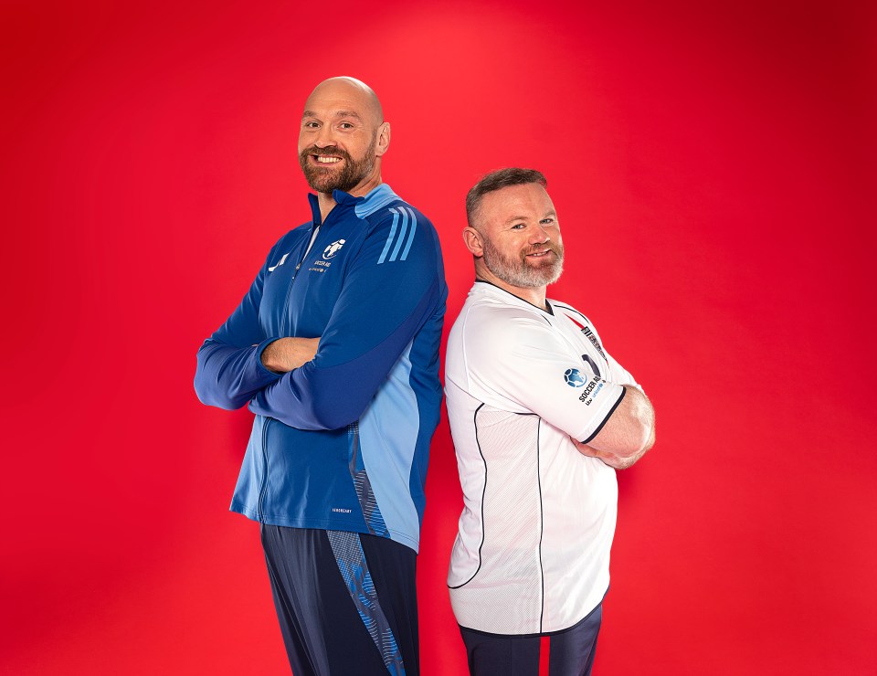 Tyson Fury and Wayne Rooney, co-managers for Soccer Aid 2025.