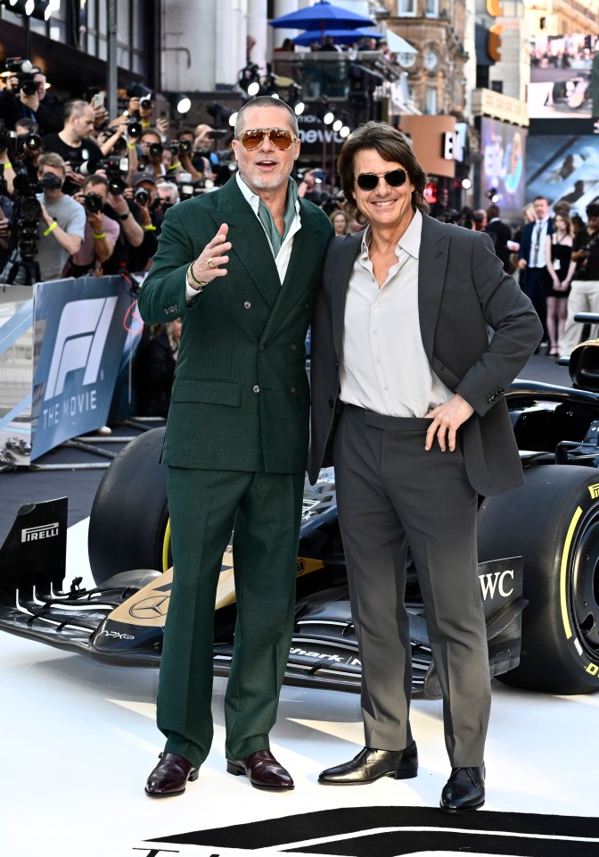 Brad Pitt and Tom Cruise at the European premiere of F1 The Movie.