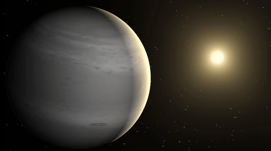 Illustration of Kepler-25c and its star.