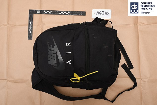 The rucksack which contained the knife, with stab marks, was seized by police after the teenager's plan was foiled