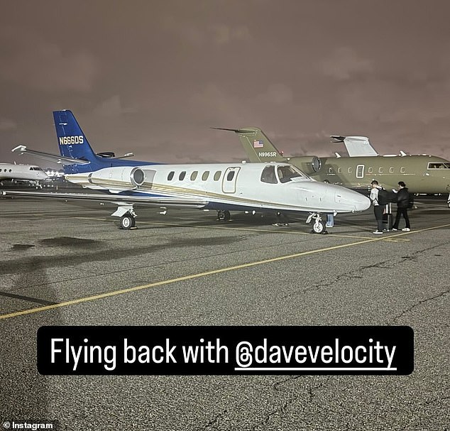 Williams shared a snap to his Instagram stories as he boarded the plane New Jersey, telling his followers that he was flying with music agent and pilot Dave Shapiro