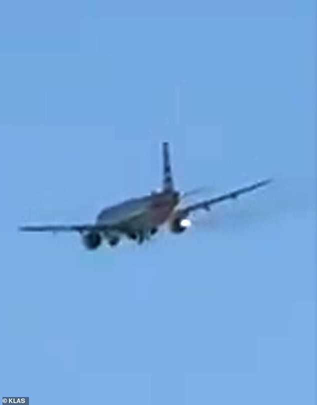 The jet had just taken off from Las Vegas' Harry Reid International Airport when fire started coming out of one of the engines