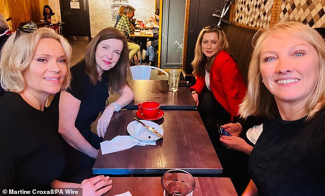 Martine with colleagues Kasia Madera, Annita McVeigh and Karin Giannone. The BBC agreed a settlement with four of its female broadcast news presenters over employment claims including age and sex discrimination in March this year