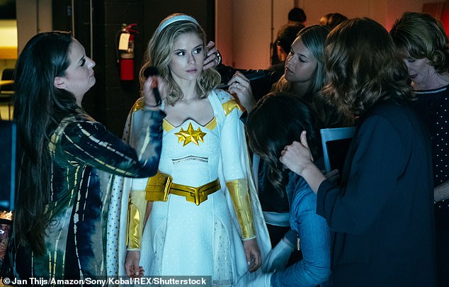 The Boys actress - who quit social media amid plastic surgery allegations last year - jumped to Instagram this week to get candid with her 2 million followers about her own 'experience'; seen above in Amazon Prime Video series The Boys