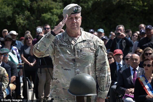 U.S. Army Gen. Erik Kurilla, Commander of CENTCOM, has been a key advisor for the president and defense secretary amid the Iran-Israel war. Above he salutes after placing a wreath during a ceremony honoring the U.S. Army Rangers who risked and lost their lives assaulting German positions above the cliffs of Pointe du Hoc, France, June 2024