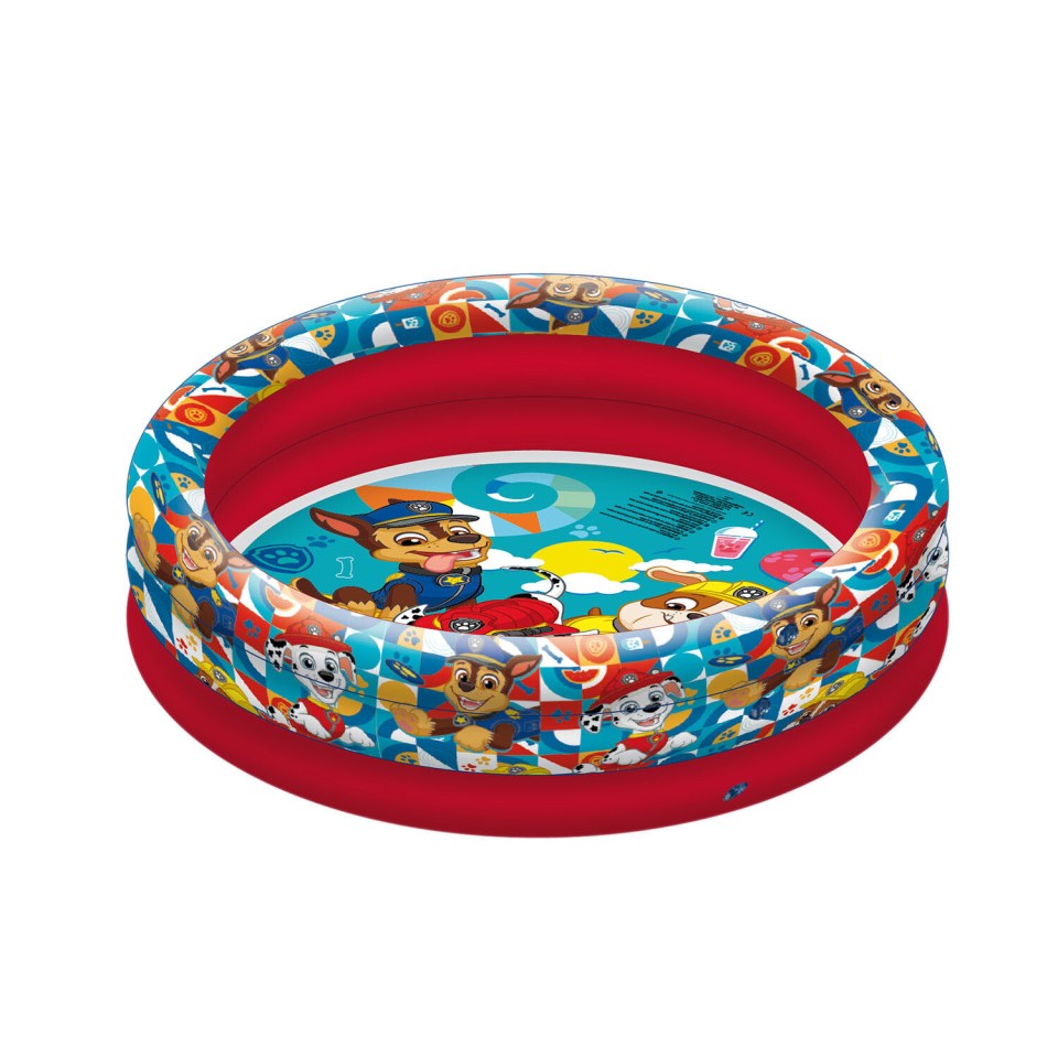 Inflatable paddling pool with Paw Patrol design.