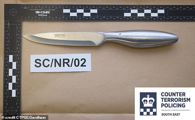 The knife found in Nathan Ruth's bag when he was arrested in 2022