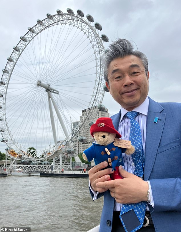 Hiroshi Suzuki, who has been dubbed 'the Paddington Bear of Ambassadors' has shared snaps of him tucking into haggis, singing in Welsh and drinking pints on social media