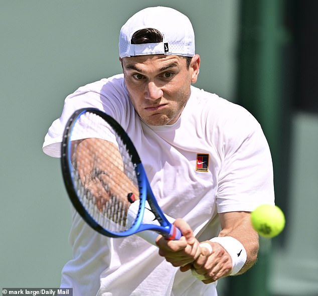 Jack Draper warms up at Wimbledon this week as he prepares to lead the Brit charge at SW19