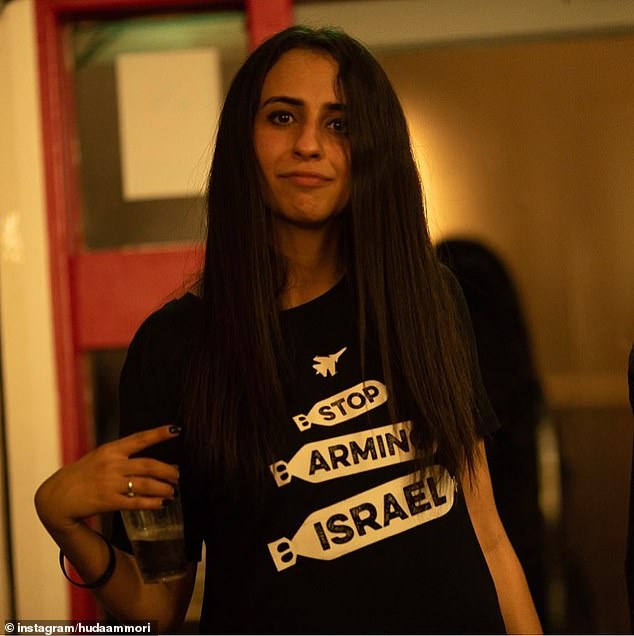 Huda Ammori (pictured), 31, a former campaigner at the Palestine Solidarity Campaign, founded the controversial group Palestine Action alongside Richard Barnard, 51, a former member of Extinction Rebellion , in 2020