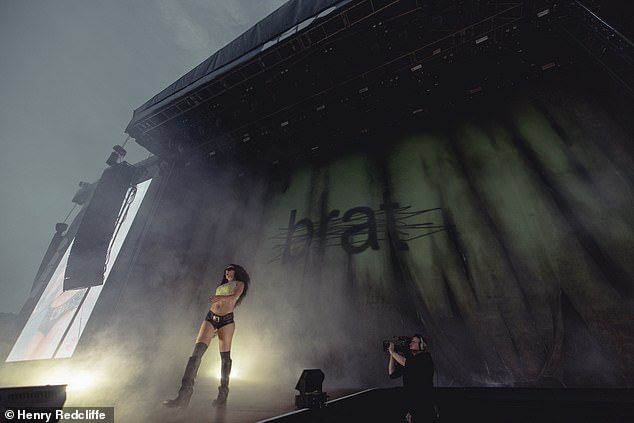 Charli XCX on stage at Lido festival in Victoria Park, east London, on June 14 following the tour for her hit album Brat