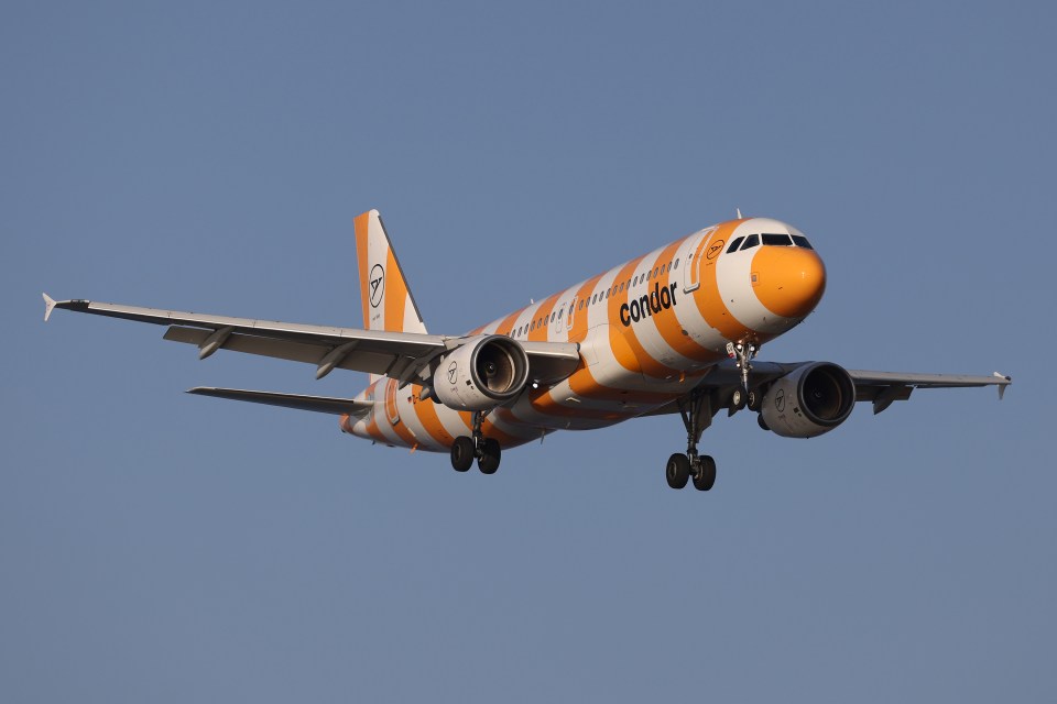 Condor Airlines Airbus A320-214 in flight.