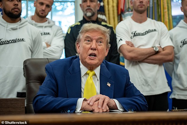 President Donald Trump in the Oval Office on Wednesday. He didn't appear before the press on Thursday though sent press secretary Karoline Leavitt to the podium with a message saying he'd make a decision on U.S. military involvement in Iran in the next two weeks