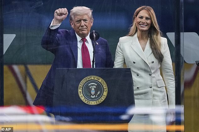 President Donald Trump (left) and first lady Melania Trump (right) attended Saturday's 250th anniversary parade for the U.S. Army, which coincides with the president's 79th birthday