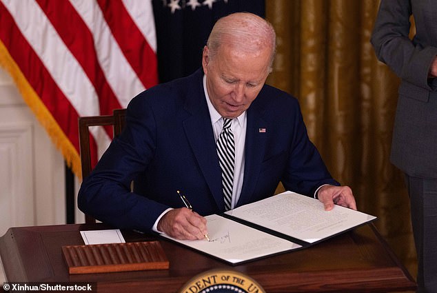 President Joe Biden was pictures signing some executive orders, including the one above on establishing safety and security standards for the development of artificial intelligence
