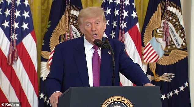 US president Donald Trump (pictured) has threateningly told Iran to agree to a nuclear deal before there is 'nothing left'