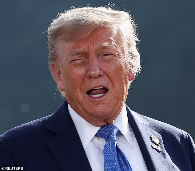 Carlson has suggested Trump (pictured) abandoned 'America First' principles to support Israel against the Iranians which has led to multiple responses from the president