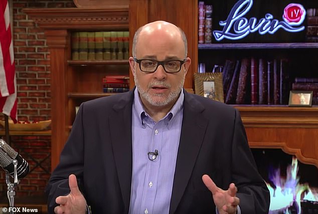 Mark Levin on the set of his Fox News show