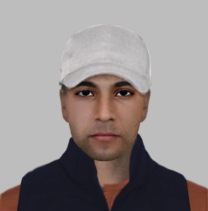 E-fit of Islington suspect wearing a white baseball cap.