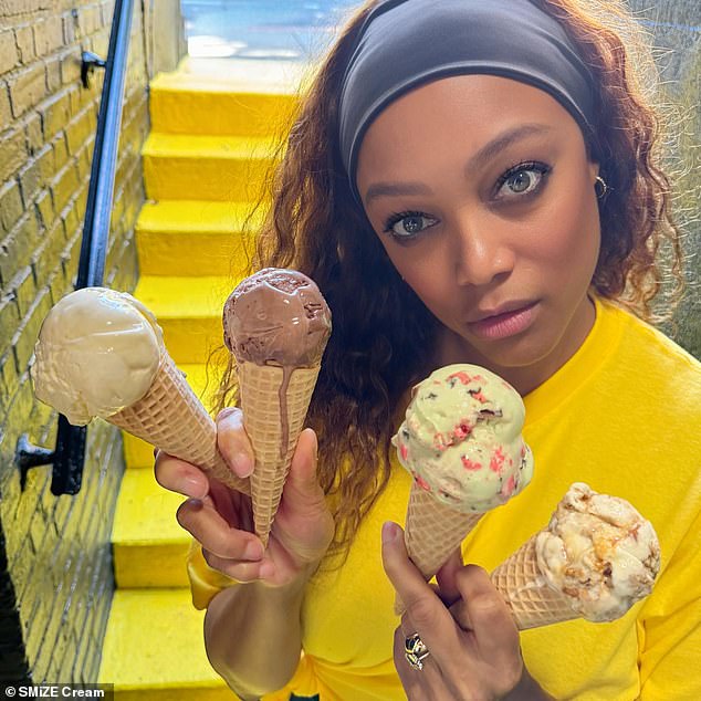 Tyra Banks (pictured) has revealed that she loves frozen desserts so much that she visits three ice cream stores in a single day