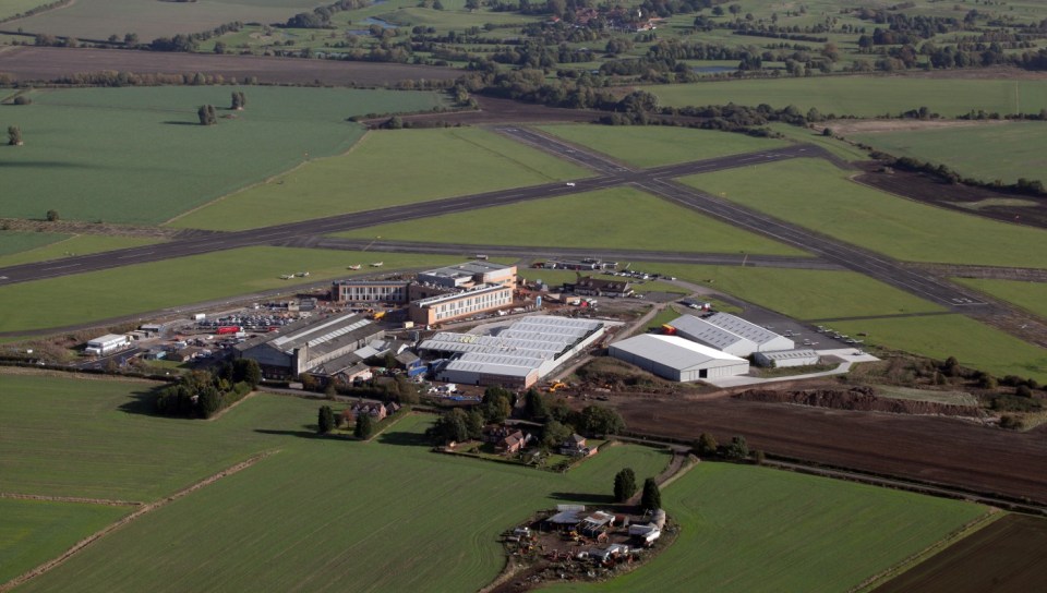 H50B5R aerial view of Nottingham City Airport, local airfield, Nottinghamshire, UK