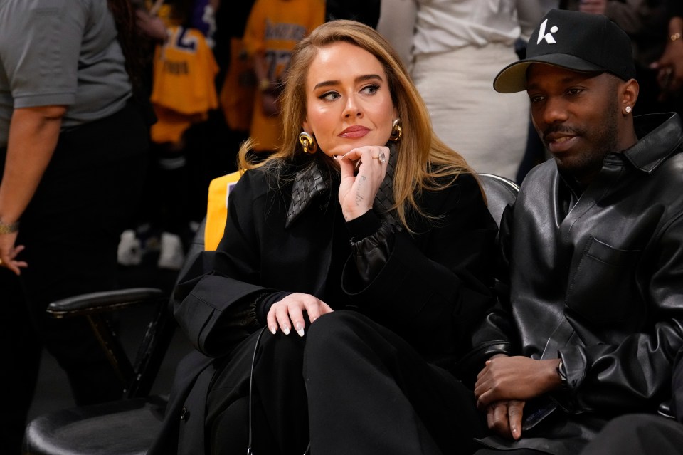 Adele and Rich Paul at an NBA basketball game.