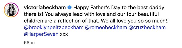 Victoria Beckham's Father's Day tribute to husband David was filled with nods to their son Brooklyn in a heartbreaking Instagram post on Sunday - amid their feud