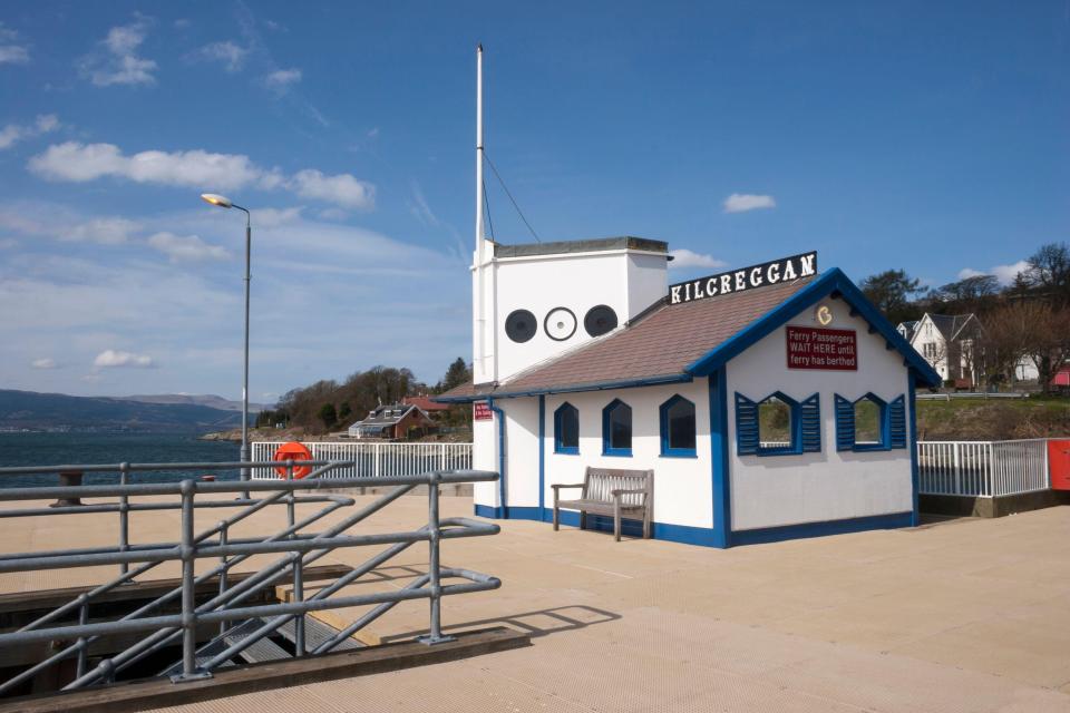 Kilcreggan pier ferry waiting area in Argyll, Scotland.
