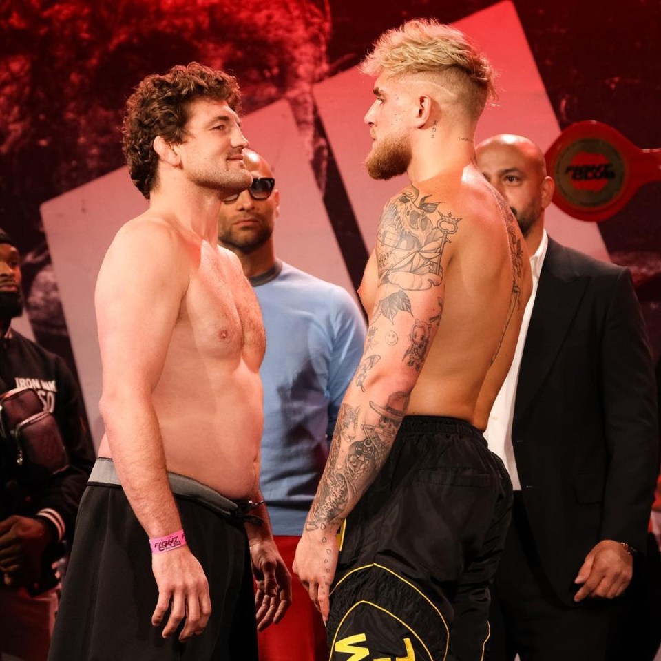 Jake Paul and Ben Askren at a weigh-in.