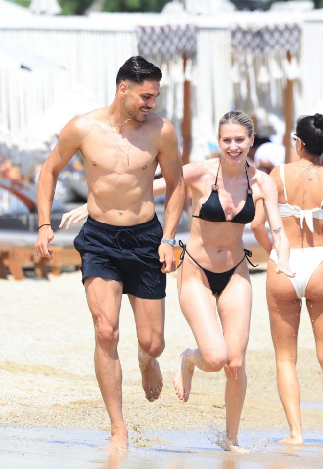 BGUK_3259983 - Mykonos, GREECE - *EXCLUSIVE* - West Ham United/Greece defender Konstantinos Mavropanos and his girlfriend pack on the PDA on the beach in Mykonos Pictured: Konstantinos Mavropanos BACKGRID UK 31 MAY 2025 UK: +44 208 344 2007 / uksales@backgrid.com USA: +1 310 798 9111 / usasales@backgrid.com *Pictures Containing Children Please Pixelate Face Prior To Publication*