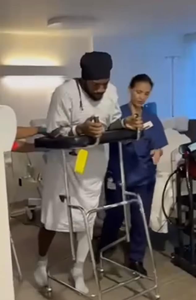 Michail Antonio has released footage of his painstaking road top recovery after his horror car crash
