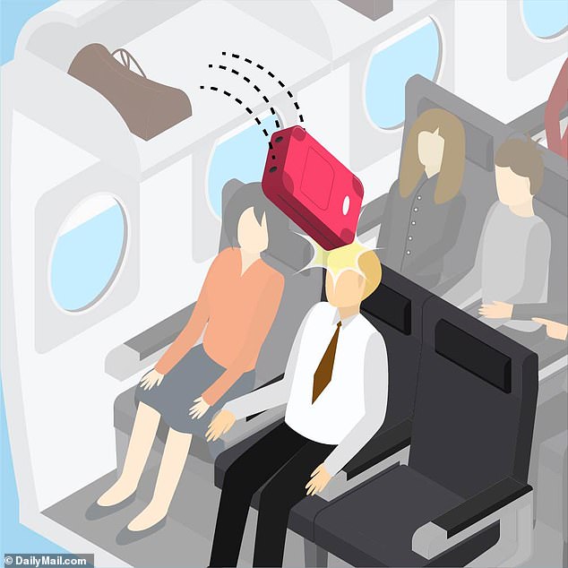 When a plane becomes destabilized, even the contents inside can become deadly. 'Overhead lockers are a particular source of loose items such as bottles that may cause significant injury,' Cullen warned