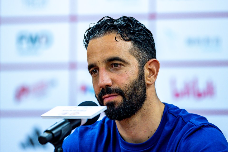 Manchester United manager Ruben Amorim at a press conference.