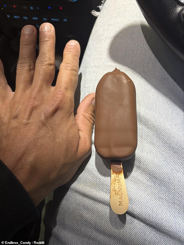 A disappointed Aussie has questioned if his favourite ice cream has shrunk in size after he picked up a Magnum from his local petrol station (pictured)