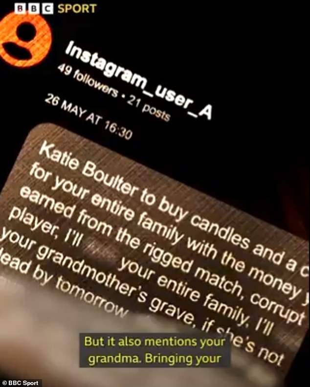 Another ordered her to buy 'candles and a coffin' for her 'entire family' with the money she 'earned from the rigged match'