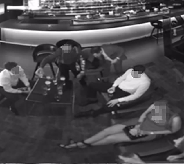 CCTV footage clearly shows, from multiple angles, that Mr Correia momentarily placed his hand on the back of the man – who was holding a tray of drinks – to warn him not to step backwards
