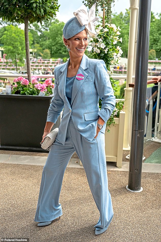 Zara Tindall turned heads again at Royal Ascot today as she stepped out in a stylish trouser suit